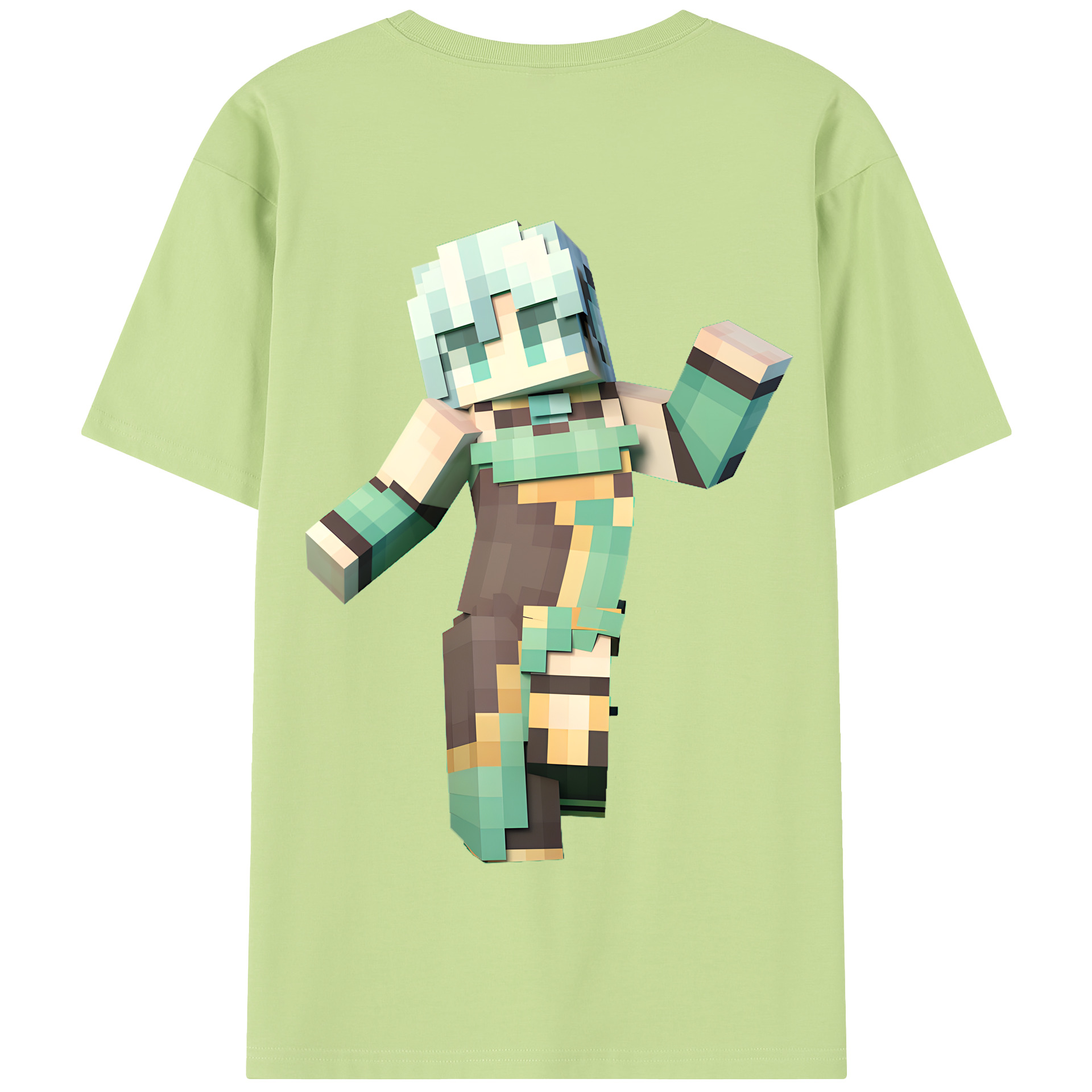 （画像用） マインクラフト ブロックの世界 Minecraft MC Block world 綿100％半袖Tシャツ（背面プリント）